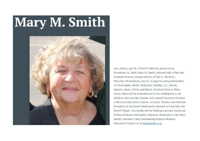 Horizon Remembers Founder Mary Smith